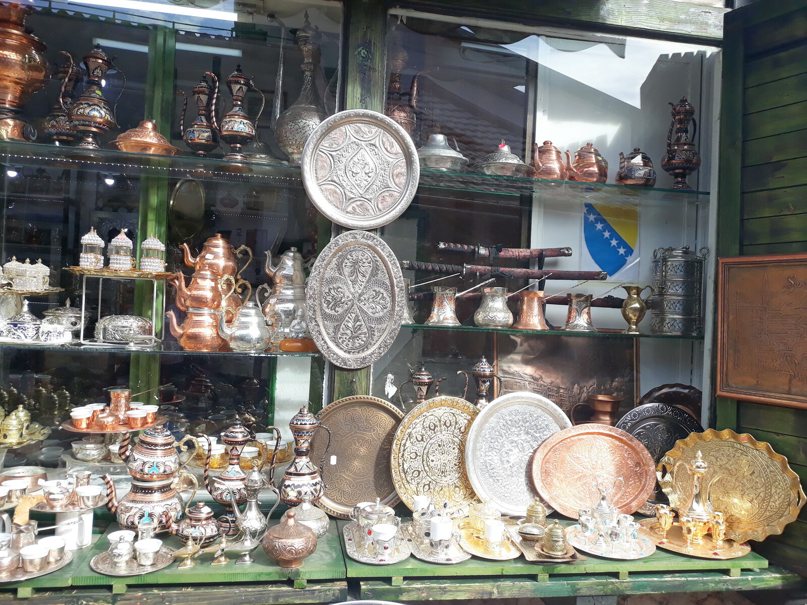 Kazandžiluk, the coppersmiths' street, with shops along both sides.