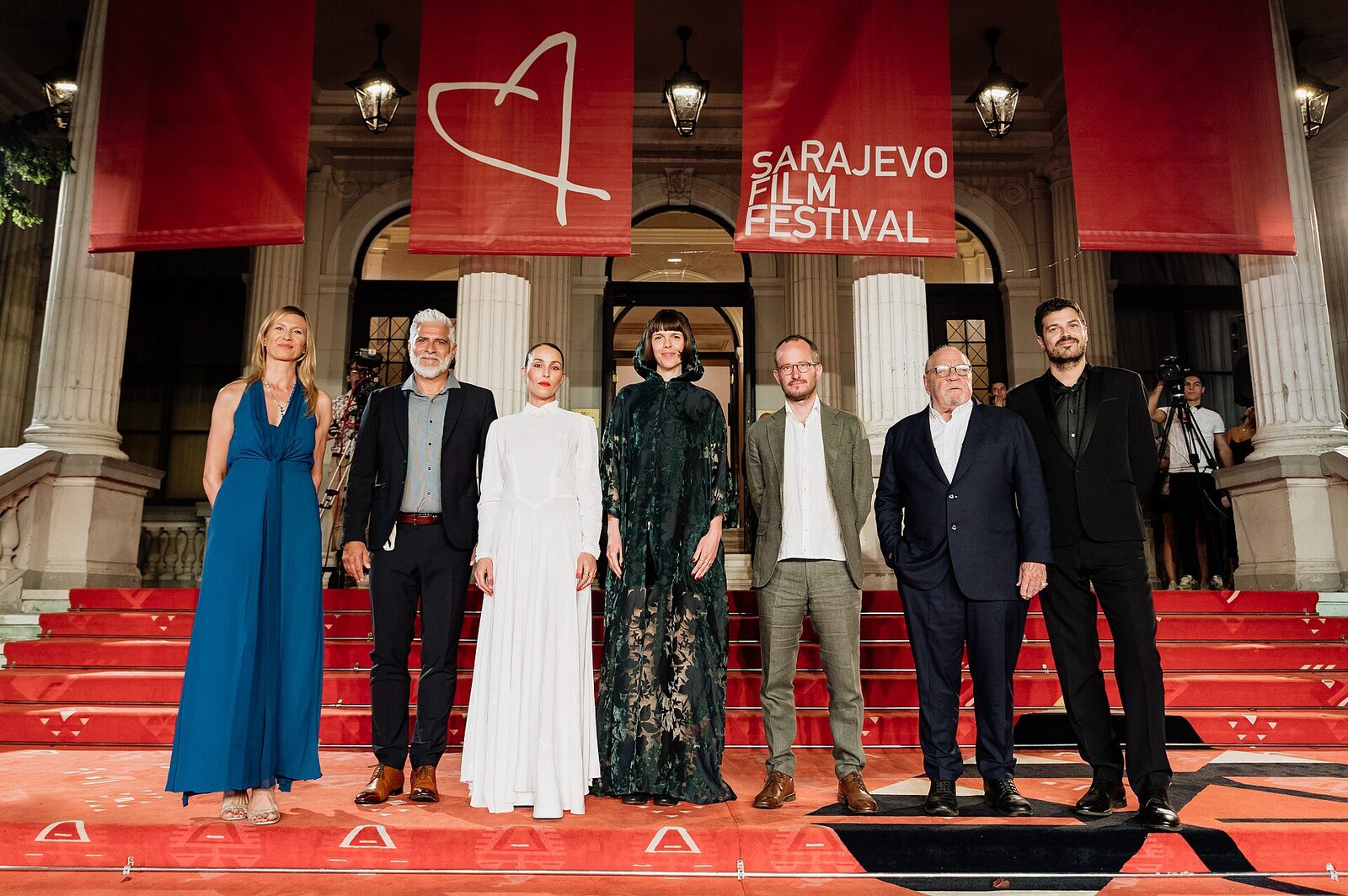 Red carpet at the National Theatre entrance during the 30th Sarajevo Film Festival, 2024.